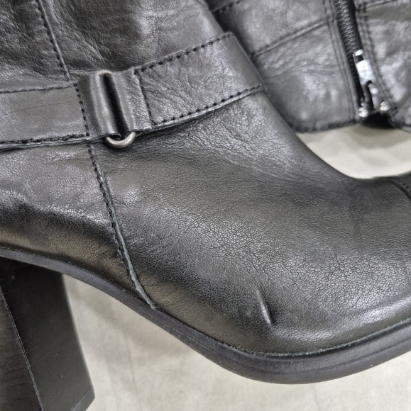 Born ankle boots women's 7 black leather block heel cap toe side zip - Picture 10 of 14